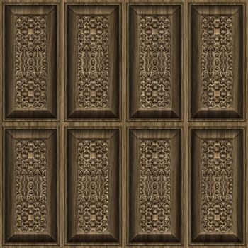 ornate and intricate carved wooden panel wall
