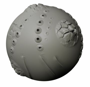 An abstract clay ball created for no purpose in particular isolated on white.