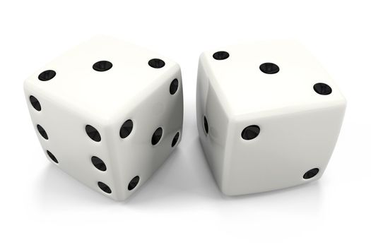 Two simple dice, in random states, as dice tend to do.