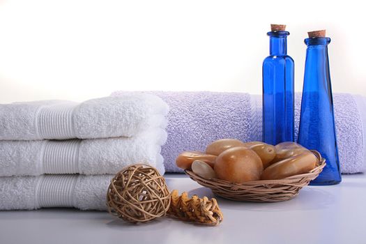 Set for SPA with towels, sea stones and other accessories.