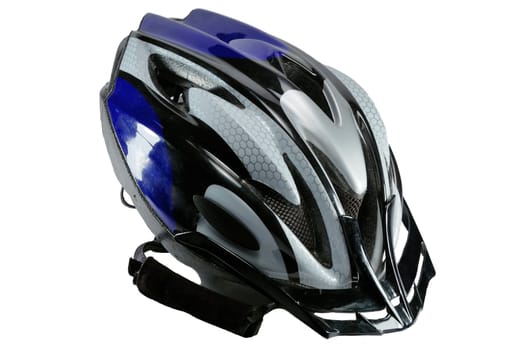 modern bicycle helmet on a white background, studio illumination