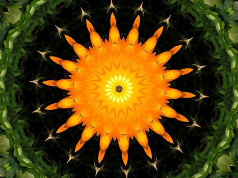 Photo-based illustration abstract / orange sun, black background