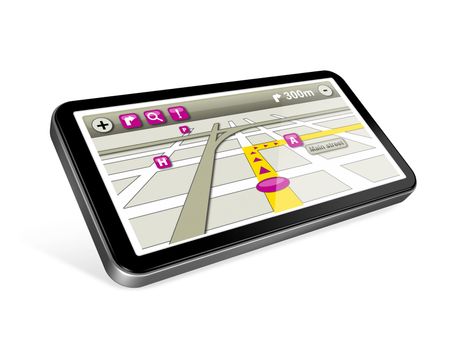 three dimensional GPS navigator with 2 clipping path : one for the phone and one for screen.