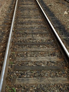 Detail of Railway railroad tracks for trains