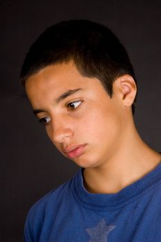 Close up portrait of a sad teenager 


