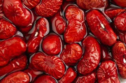 Red string bean presoaked in water for soup preparation