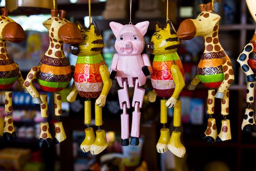 Animal hanging dolls image  in gift shop, Thailand