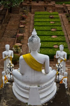 Back buddha image in  Wat Yai Chai Mongkhon, Ayutthaya Thailand