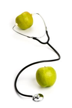 Apple-doctor with a stethoscope and apple-patient