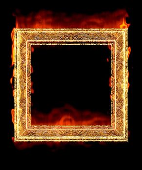 great image of picture frame red hot and on fire