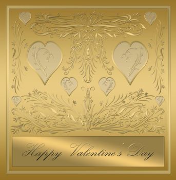 beautiful victorian style valentines card in ornate gold