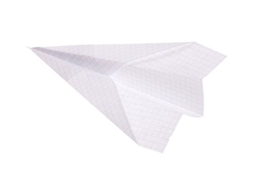 Paper airplane, photo on the white background