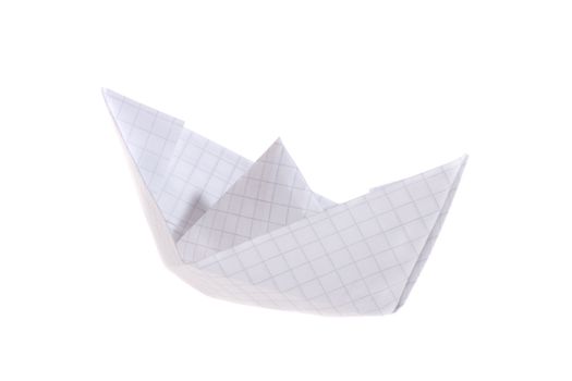 Paper ship, photo on the white background