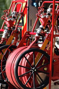 Equipment of Fire Truck in the street