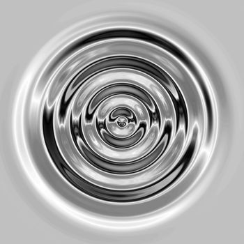 a top down view of the rings of a perfect water like ripple in silver or chrome