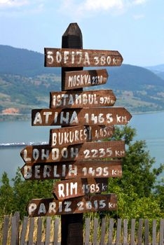 various direction signs on Captain Misa's hill