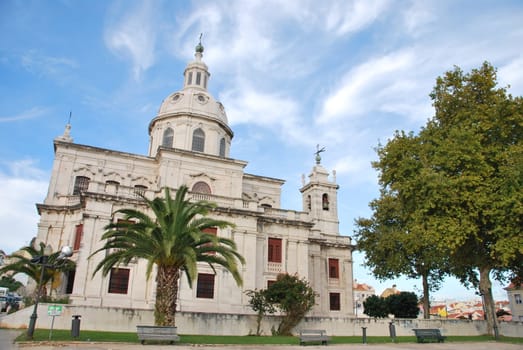 famous and beautiful Memory church in Ajuda, Lisbon (very similar to Pantheon landmark also in Lisbon)

