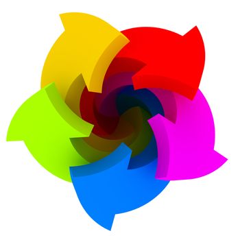 Five vibrant arrows of colours of a spectrum
