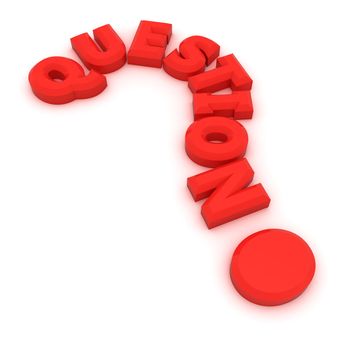 Red word "question" in the shape of question mark
