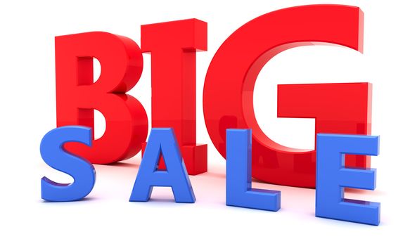 Red and blue letters "Big sale" isolated on the white background
