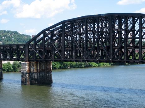 stock pictures of a metal bridge in a city