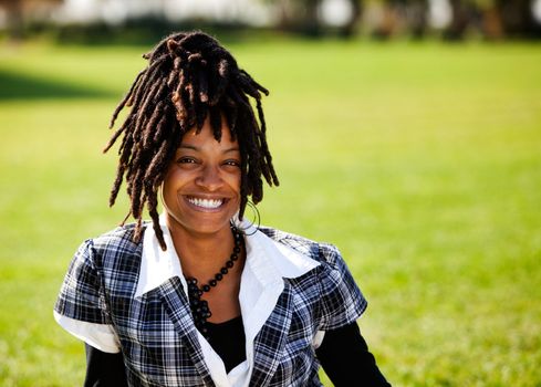 A beautiful African American with candid smile