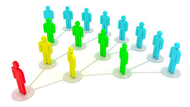 Group of people in a social network isolated on the white background