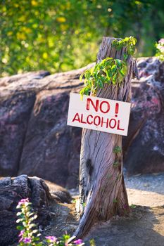 Anti-alcohol banner with the warning text "no alcohol"