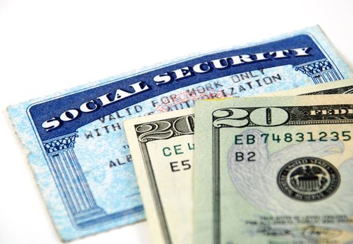 stock pictures of a social security card and money 