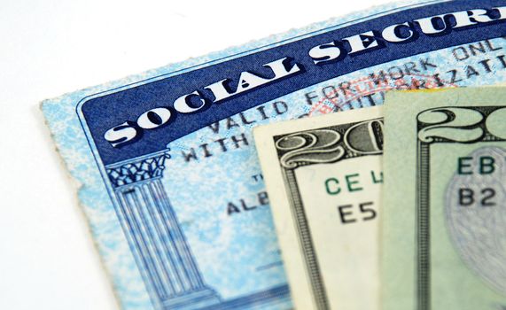 stock pictures of a social security card and money 