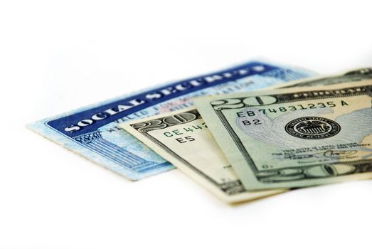 stock pictures of a social security card and money 