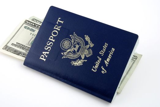 Pictures showing a US passport with American dollars