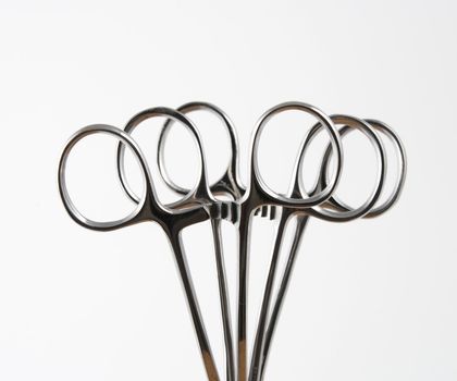 Stock pictures of hemostats used in surgery and in the clinical practice