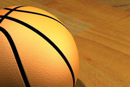 A Colourful 3d Rendered Basketball on Court Illustration