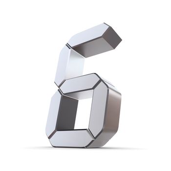 shiny 3d number 6 made of silver/chrome - LCD digit look