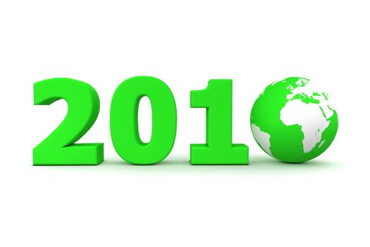 green date 2010 with 3D globe replacing number 0