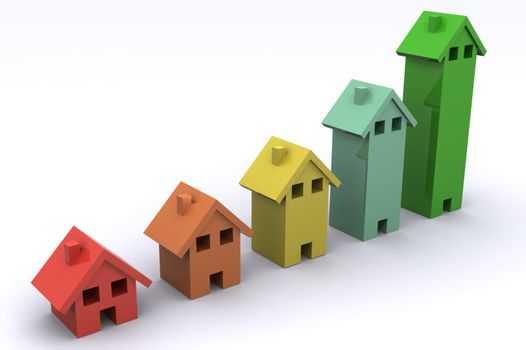 A Colourful 3d Rendered Housing Graph Illustration