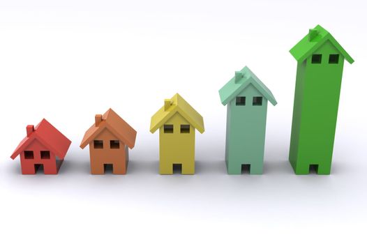 A Colourful 3d Rendered Housing Graph Illustration