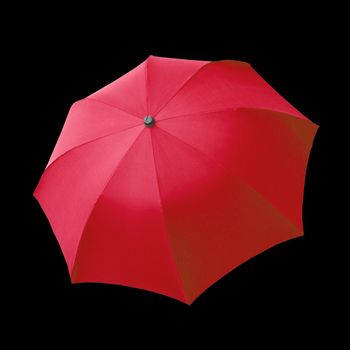 Red umbrella isolated over a black background