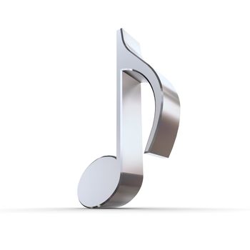 shiny 3d eighth note/quaver made of silver chrome