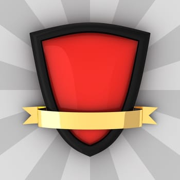 Red blank shield with golden ribbon