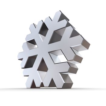 shiny 3d snowflake made of silver and chrome