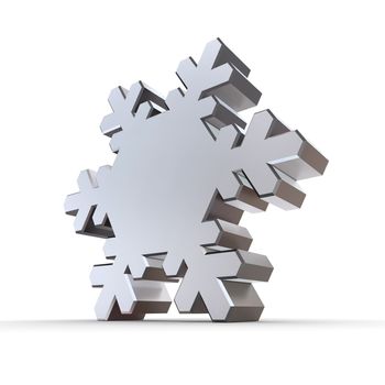 shiny 3d snowflake made of silver and chrome