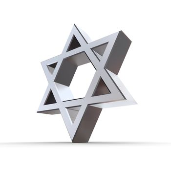 shiny 3d Star of David made of silver and chrome