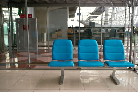 Empty seats in waiting room of  Suvarnabhumi airport, Bangkok, Thailand