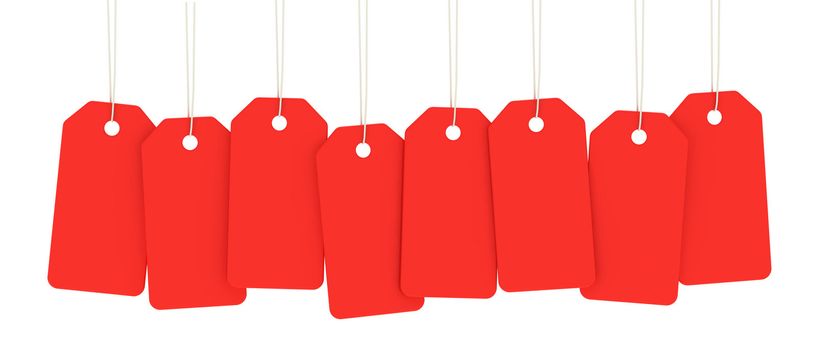 Set of red price tags isolated on the white background