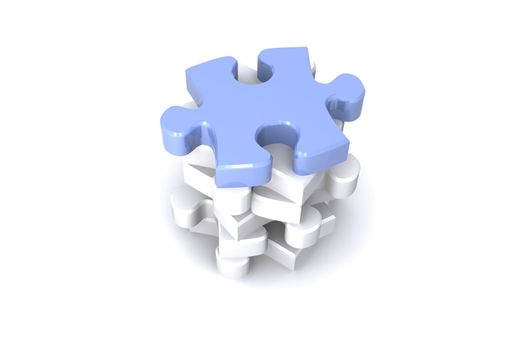 A Colourful 3d Rendered Teamwork Jigsaw Concept Illustration