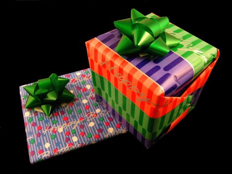 Boxes and wrapped gifts for a birthday or ohter celebration