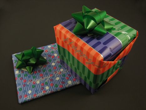 Boxes and wrapped gifts for a birthday or ohter celebration