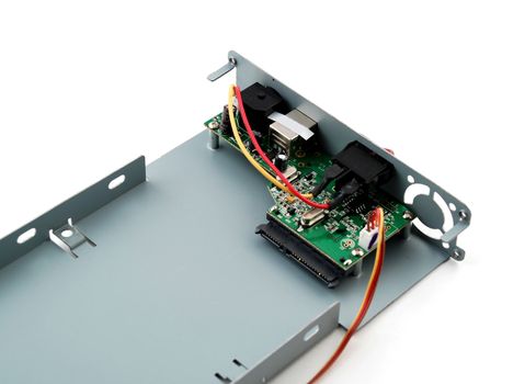 Pictures of the interior of a consumer electronics product showing the different components